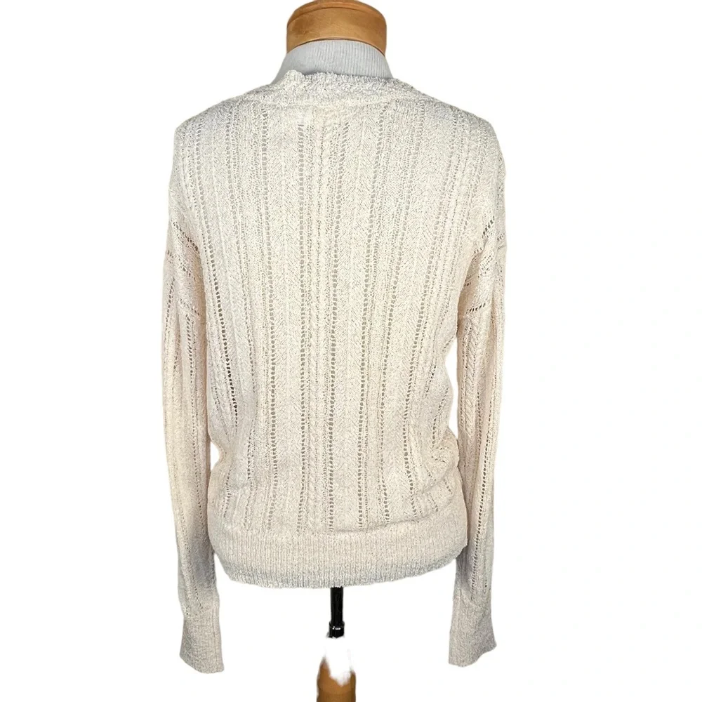 ASTR The Label Cream Colored Faux Wrap Stretchy Knit Semi-Sheer Sweater Med EUC - Picture 6 of 14